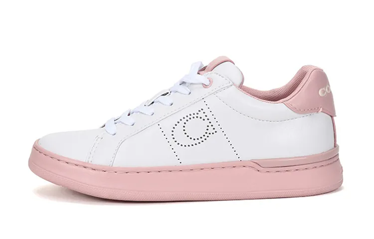 COACH Low top Stylish Skateboarding Shoes Women's Light Pink White