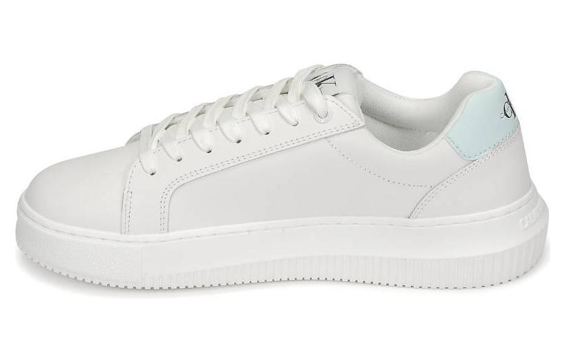 CKJ CALVIN KLEIN JEANS Leather Low top Skateboard Shoes Women's White