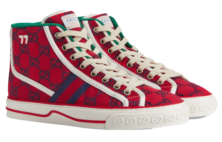 Мужские кеды Gucci (красные) — фото 2