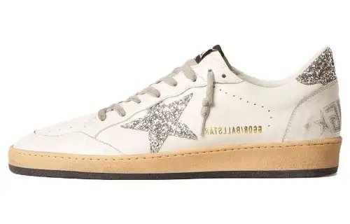 Golden Goose Ball Star Leather Low top Skateboard Shoes Men's White Silver Star