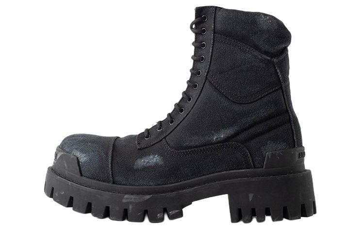 Balenciaga Combat Strike 20mm Boots 'Washed Black Cotton' Women's