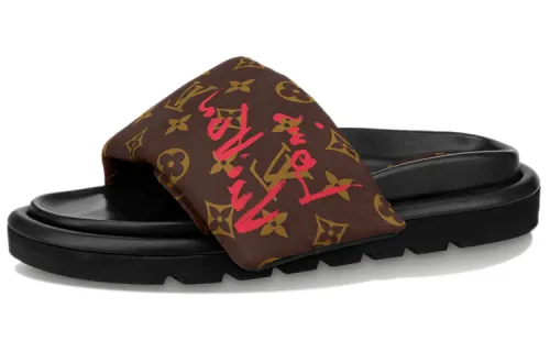 LOUIS VUITTON Pool Pillow Comfort Slide Slippers Women's Brown