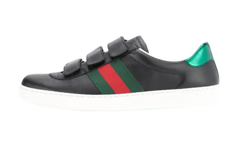 GUCCI ACE Hook and loop Stylish Skateboarding Shoes Men's Black
