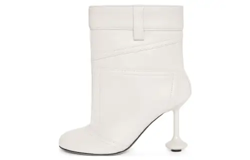 LOEWE Toy Sheepskin Ankle Boots 9.5cm Women's Red Palm White