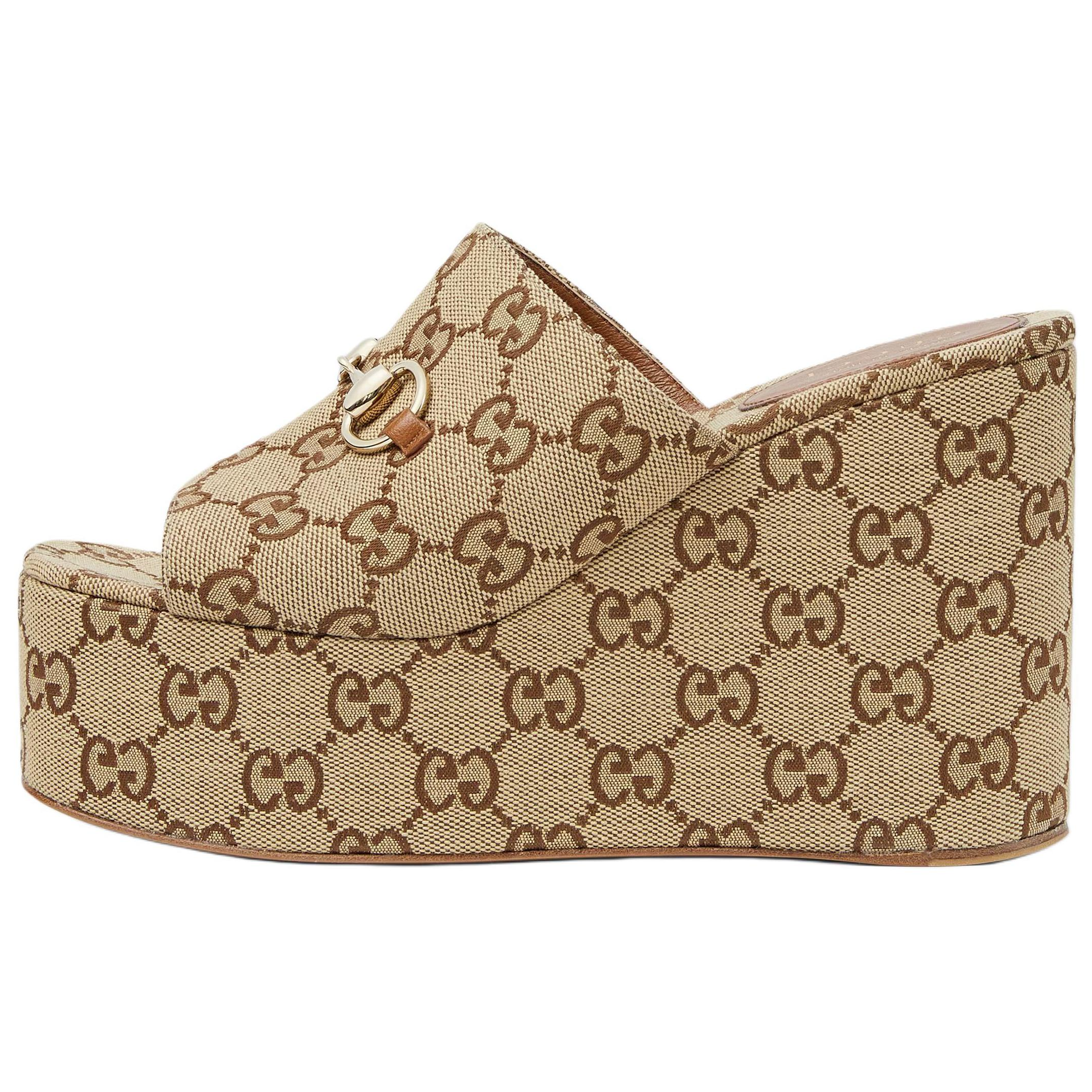 GUCCI Horsebit Slide Slippers 10.4cm Women's Brown