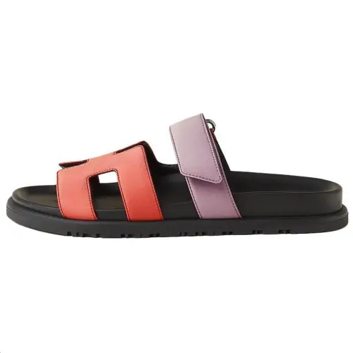 HERMES Chypre Quiet Slide Slippers Women's Pink & Purple