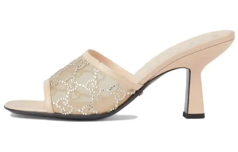 GUCCI Slide Slippers 7.6cm Women's Beige