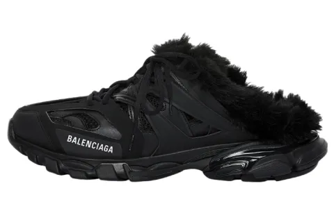 Balenciaga Track Mule Faux Fur Black