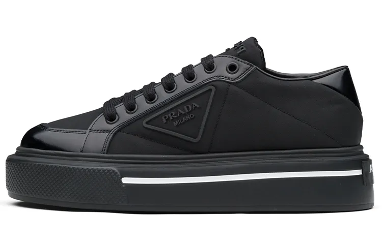 PRADA Macro Re nylon And Brushed Leather Sneakers 'Black' Women's