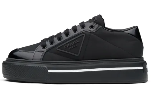 PRADA Macro Re nylon And Brushed Leather Sneakers 'Black' Women's