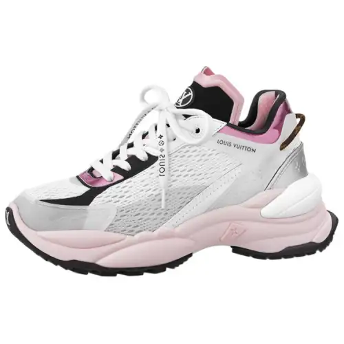 LOUIS VUITTON Run 55 Abrasion Resistant Low top Casual Shoes Women's White Gray Pink