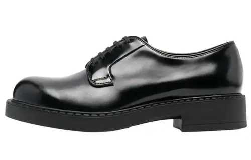PRADA Leather Casual Shoes Men's Black