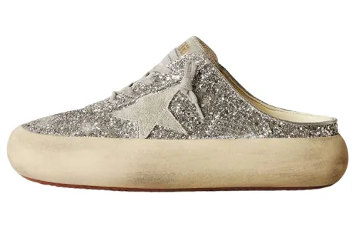 Golden Goose Space Star Stylish Skateboarding Shoes Women's Silver Distressed
