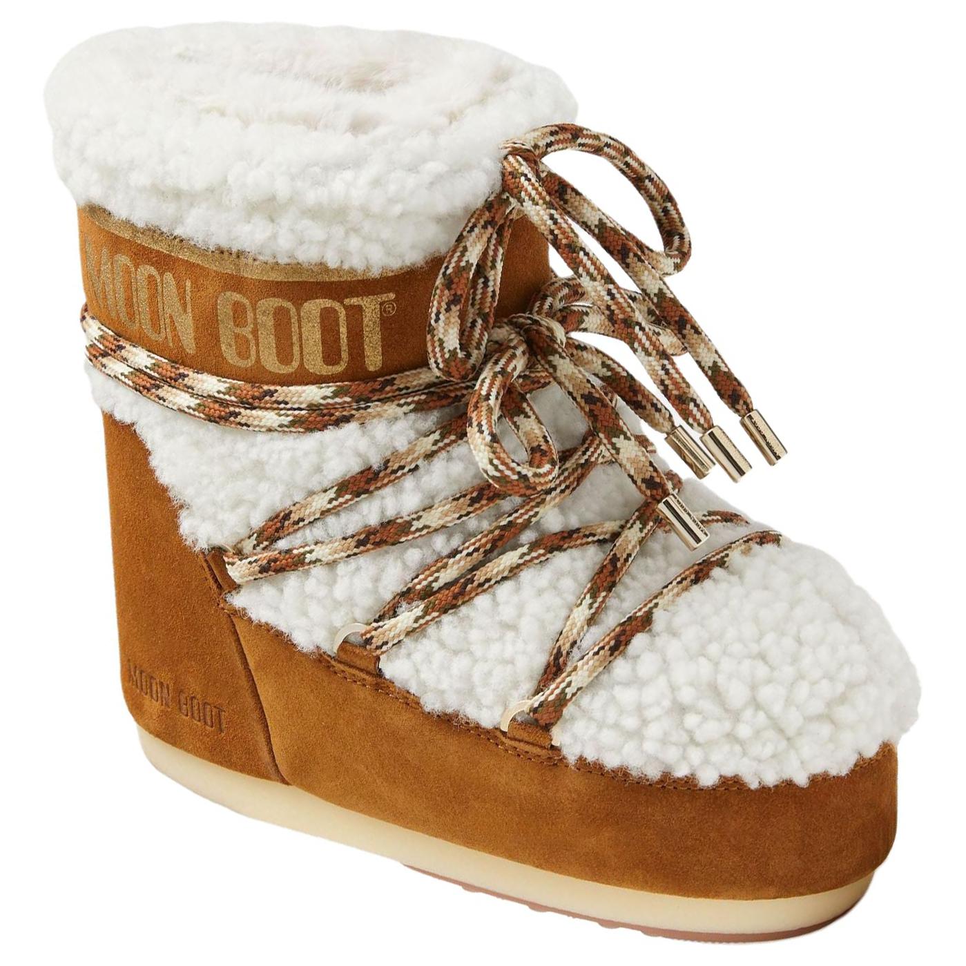 Moon Boot Logo Printed Shearling Lace-Up Boots Women's