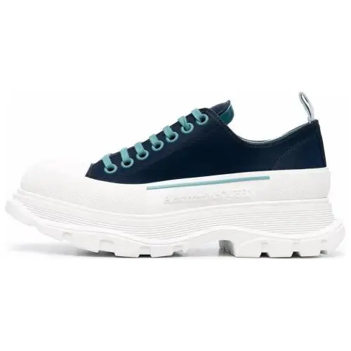 Alexander McQueen Tread Slick Fashion Low top Platform Shoes Men's White Blue