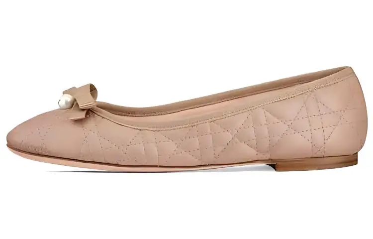DIOR BALLET FLAT Leather Casual Shoes Women's Pink