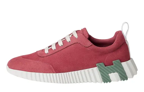 HERMES Bouncing Leather Low top Casual Shoes Women's Red
