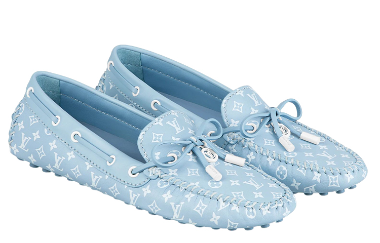 LOUIS VUITTON Lv Gloria Moccasin Shoes 'Blue Monogram' Women's