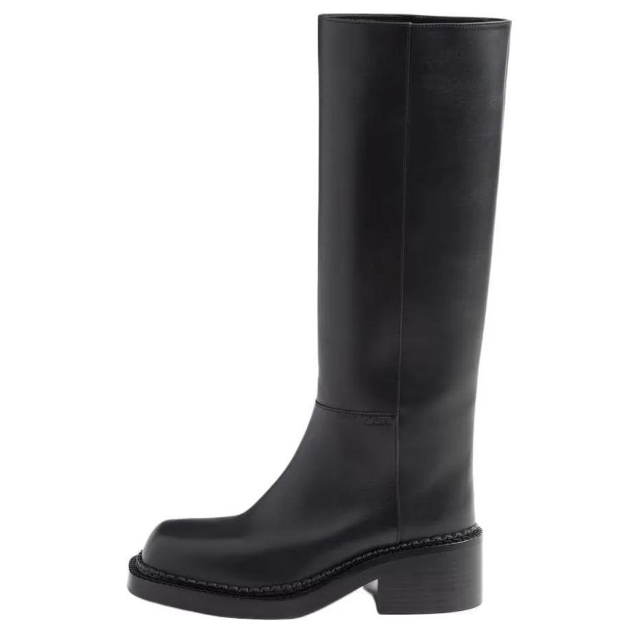 PRADA Leather Knee high Boots 5.5cm Women's Black
