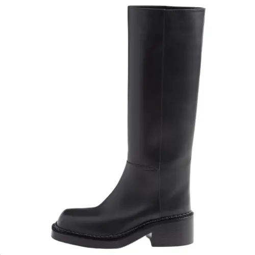 PRADA Leather Knee high Boots 5.5cm Women's Black