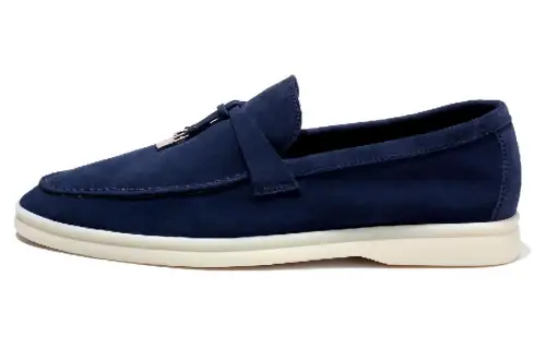 Loro Piana Suede Casual Shoes Women's Dark Blue