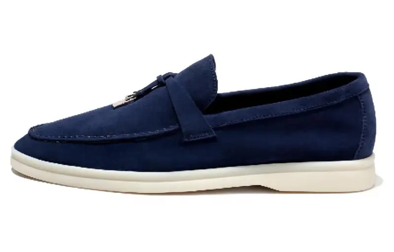Loro Piana Suede Casual Shoes Women's Dark Blue
