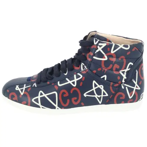 GUCCI Ghost High top Stylish Skateboarding Shoes Women's Dark Blue
