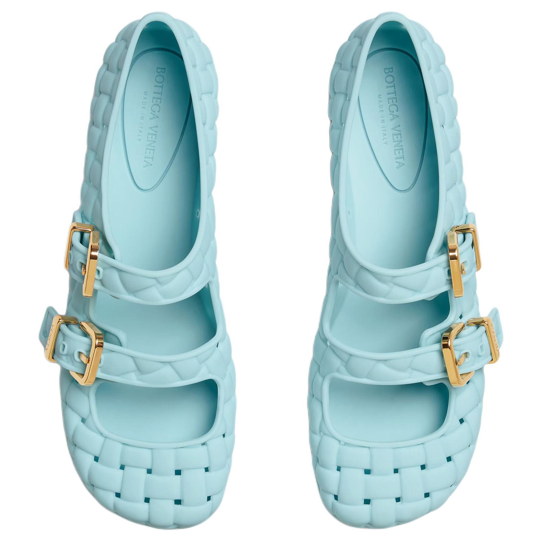 Женские балетки Bottega Veneta Amy (небесно-голубые) — фото 5