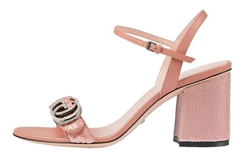 GUCCI Leather One Strap Sandals Women's Pink