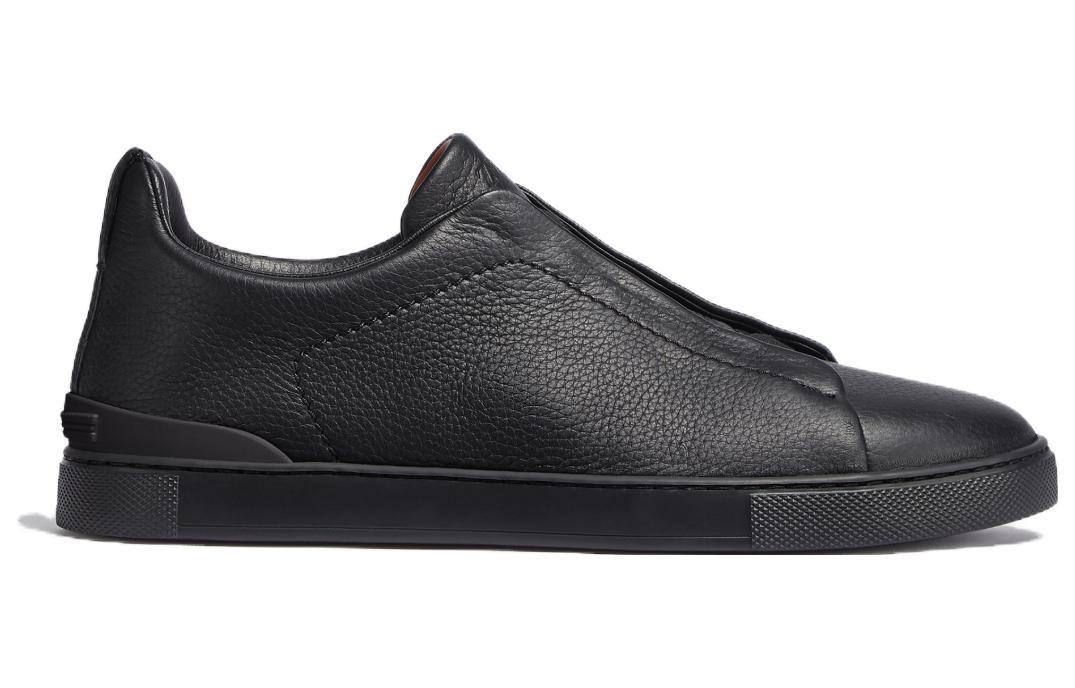 Ermenegildo Zegna Leather Low top Skateboard Shoes Men's Black