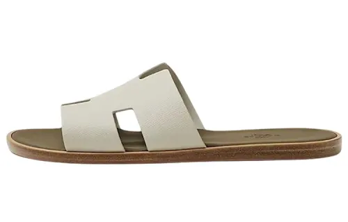 HERMES Izmir Sandal Beige Glaise Vert Toundra Epsom Leather