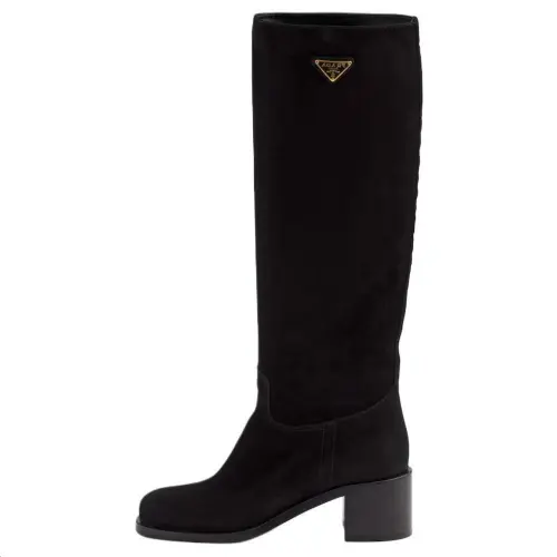 PRADA Leather Knee high Boots 5.5cm Women's Black
