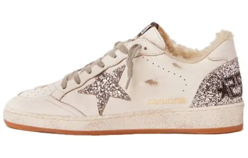Golden Goose Ball Star Stylish Skateboarding Shoes Women's White Silver Distressed