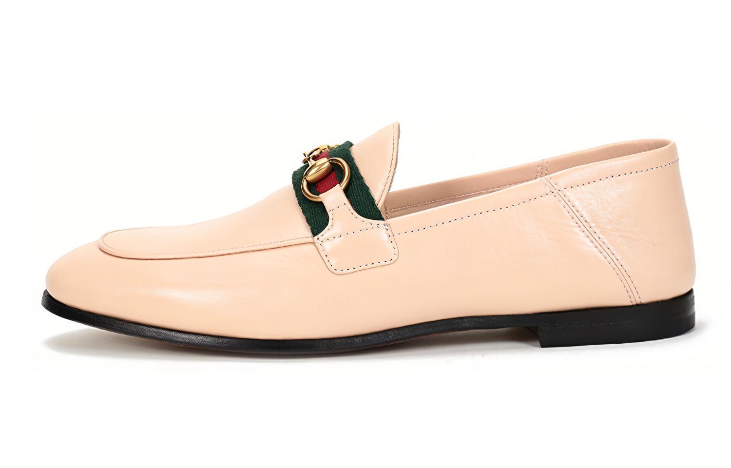 Женские лоферы Gucci Web (нюдовые)