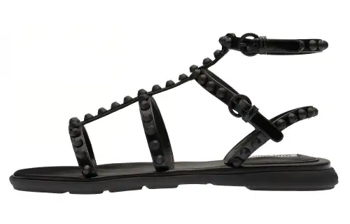 MIU MIU Leather One Strap Sandals Women's Black