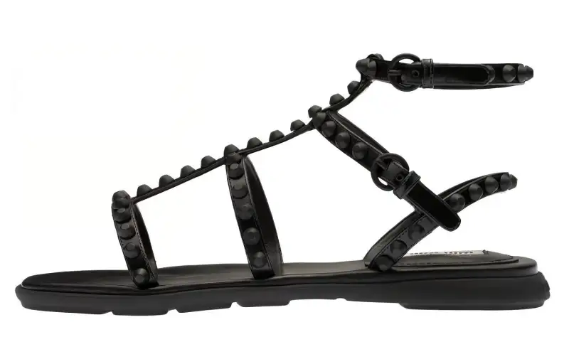 MIU MIU Leather One Strap Sandals Women's Black