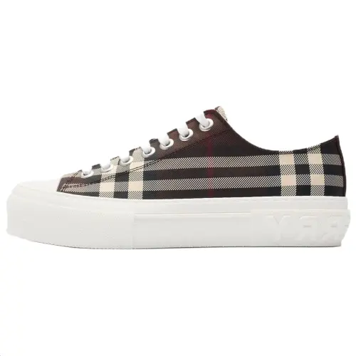 Burberry Check Low top Canvas Shoes Women's Brown