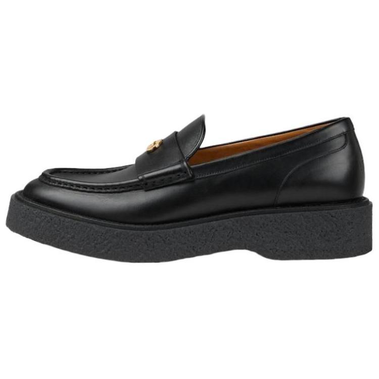 GUCCI Gucci Interlocking cow leather versatile and comfortable loafers men's black