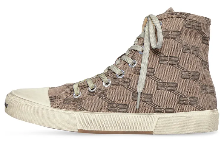 Balenciaga Paris High Top Bb Monogram Dark Beige Brown