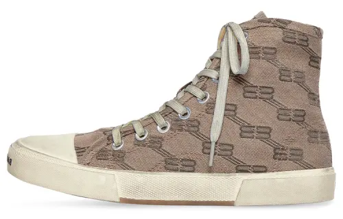 Balenciaga Paris High Top Bb Monogram Dark Beige Brown