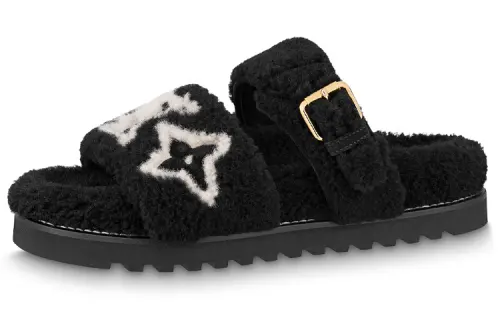 LOUIS VUITTON Paseo Comfort Slide Slippers Women's Black