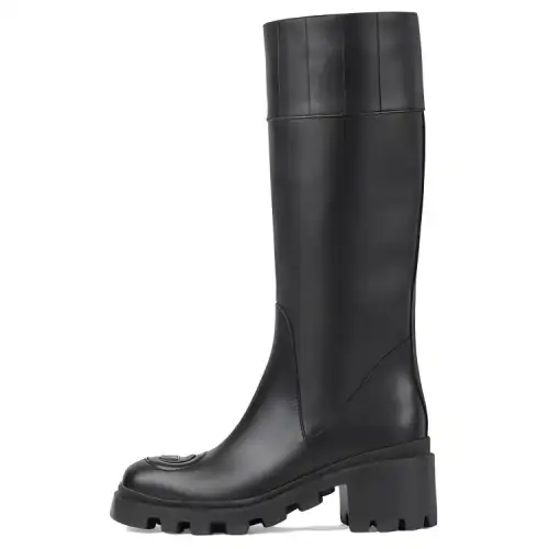 GUCCI Leather Knee high Boots Women's Black