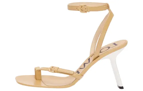 LOEWE Leather One Strap Sandals Women's Beige Yellow