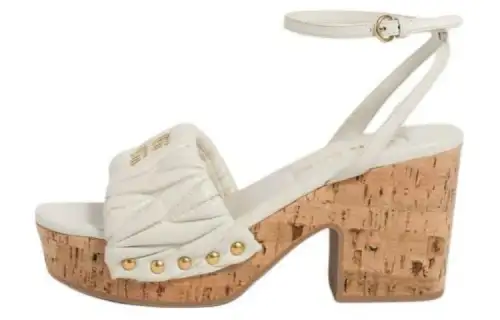 MIU MIU Matelassé Leather Fashion Sandal 4cm Women's White