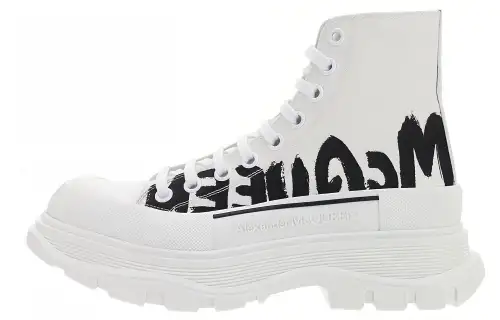 Alexander McQueen Tread Slick Logo Printed Sneakers 'White Black'
