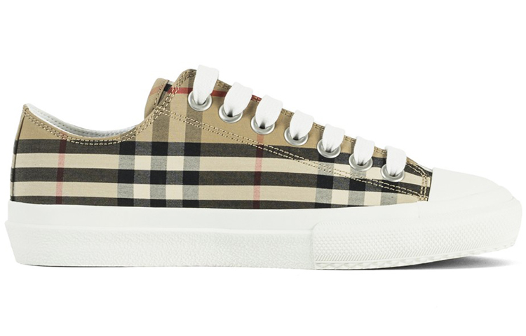 Женские кеды Burberry (бежевые) — фото 2