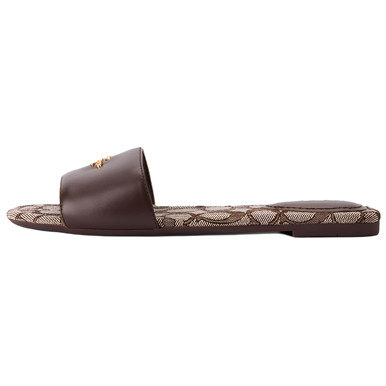Женские шлепанцы COACH Leather Slide (коричневые)