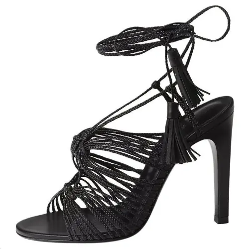 HERMES Karma One Strap Sandals 10.5cm Women's Black