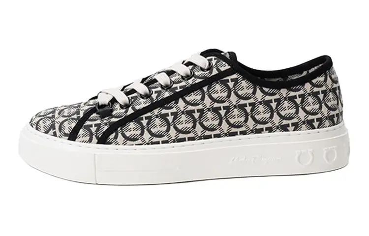 FERRAGAMO Gancini Breathable Balance Breathable Balance Low top Skateboard Shoes Men's Beige Black
