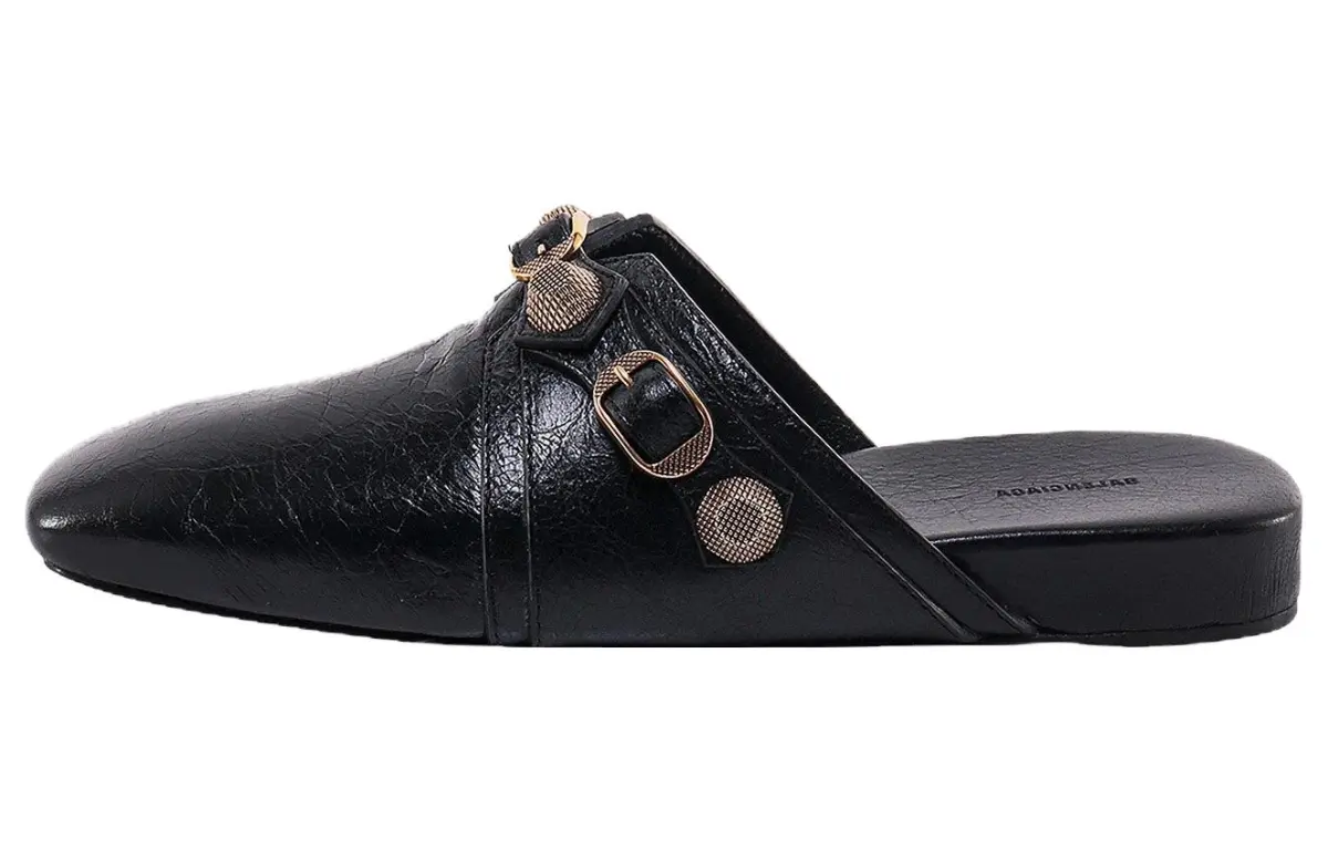 Balenciaga Cagole studded leather slippers Women's